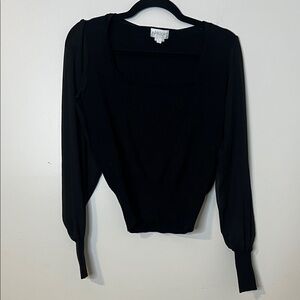 APRICOT Black Square-Neck Long Sleeve Top